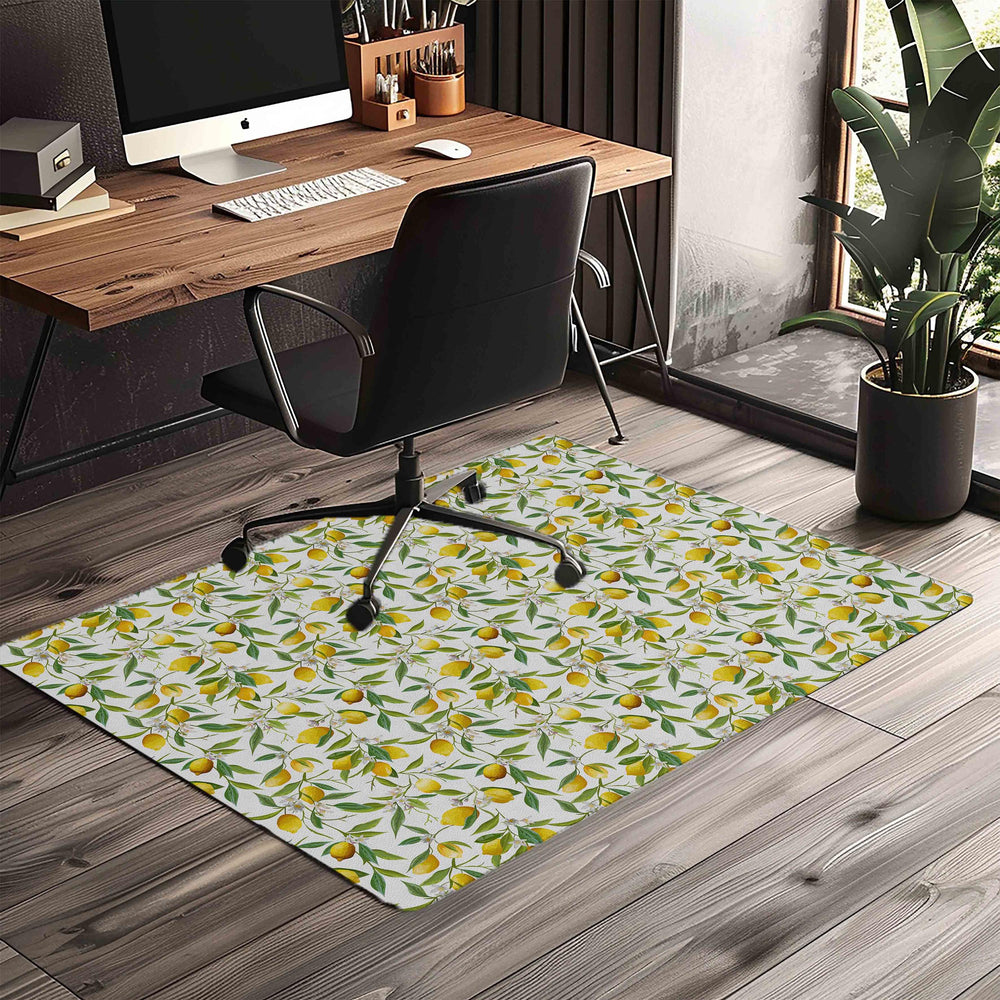 Floral Lemon Office Chair Mat – Floor Protector for home office floor protection