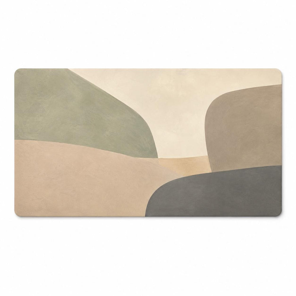 Minimalist Abstract Desk Mat, Neutral Sage Green Vegan Leather Desk Mat, Modern Office Decor