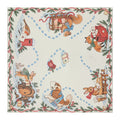 Cream Christmas Mahjong mat with a rabbit, squirrel, dog, robin, blue paw-print trails and snowy woodland details