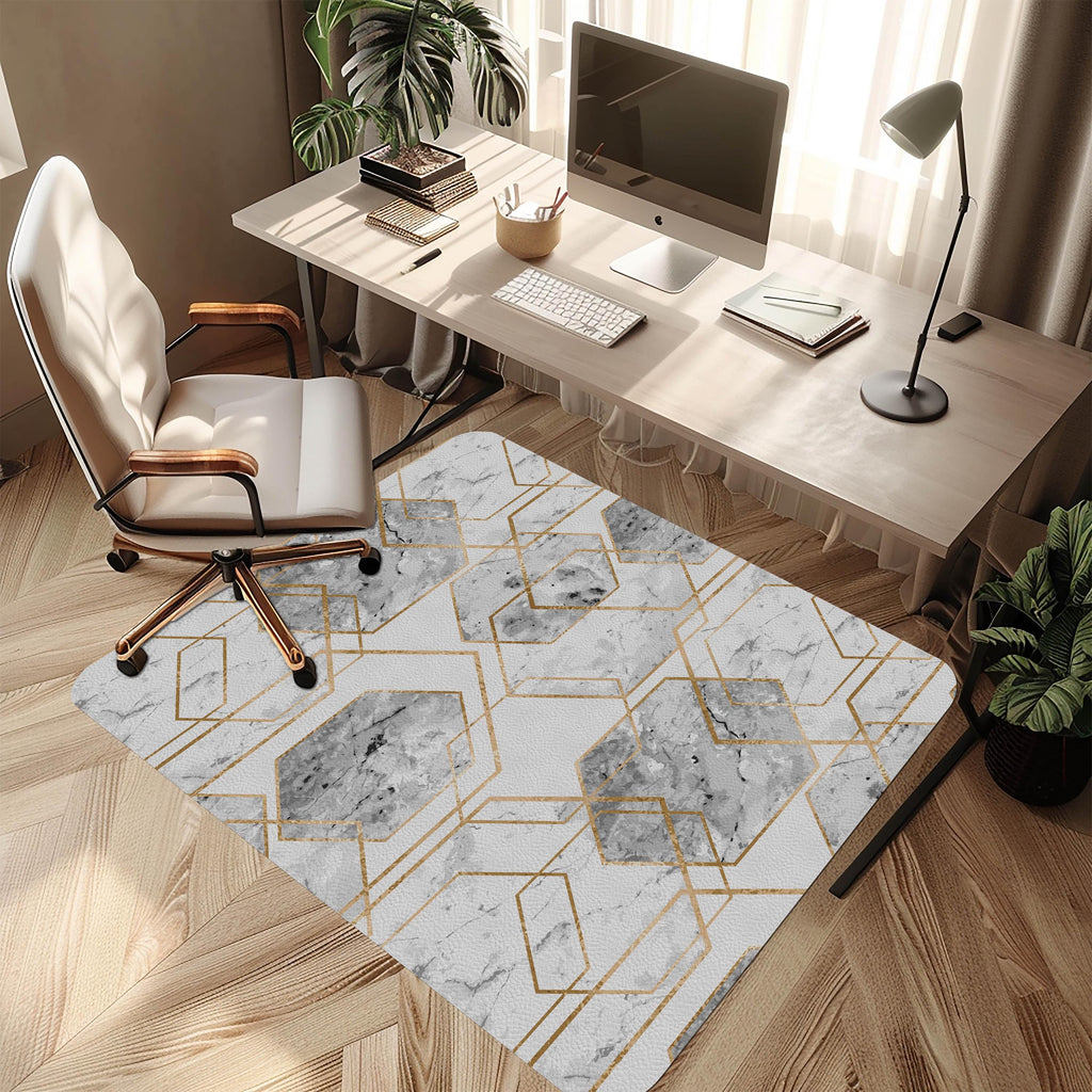 Gold Marble Office Chair Mat – Floor Protector for home office floor protection