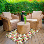 Wipeable office chair mat floor protector with tropical floral design