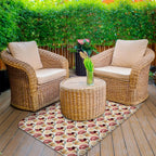 Wipeable office chair mat floor protector with rose floral design
