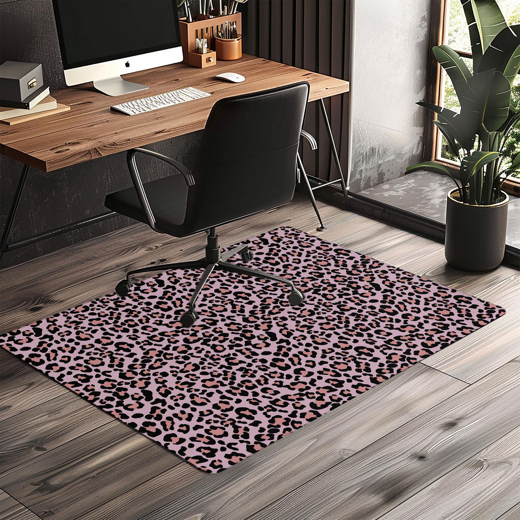 Decorative leopard print office chair mat under desk