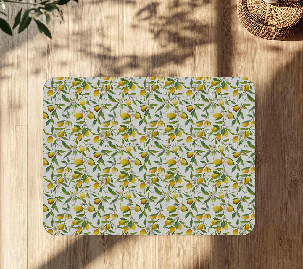 Decorative floral lemon office chair mat under desk