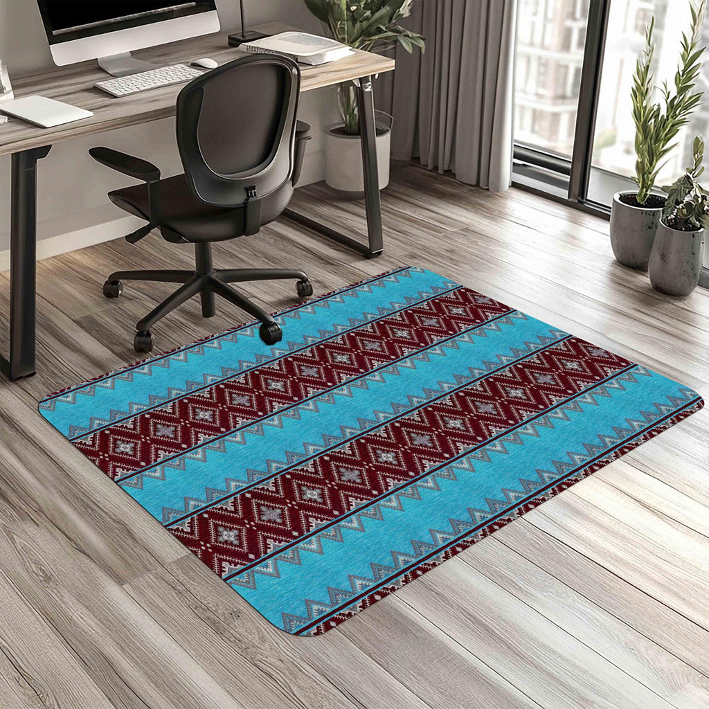 Decorative ethnic office chair mat under desk
