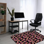 Wipeable office chair mat floor protector with floral design
