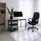Wipeable office chair mat floor protector with rainbow design