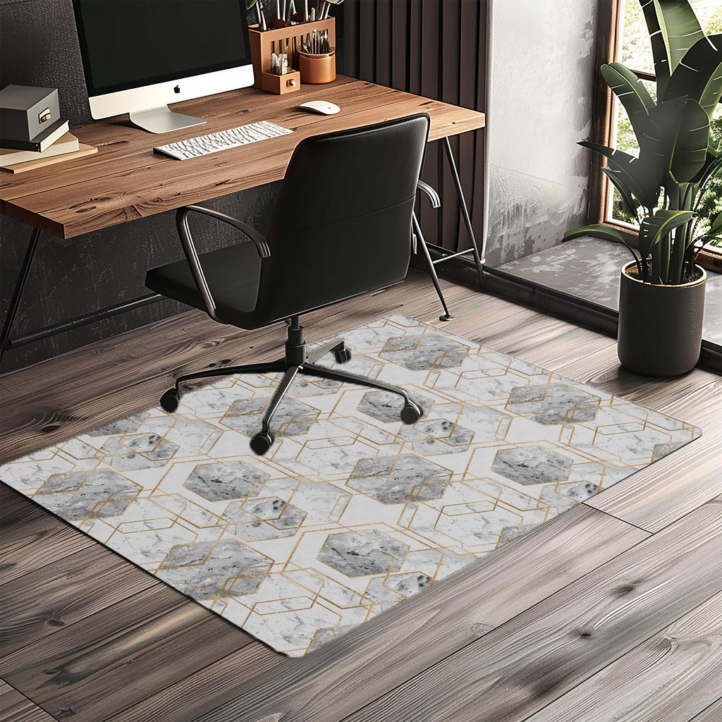 Decorative gold marble office chair mat under desk