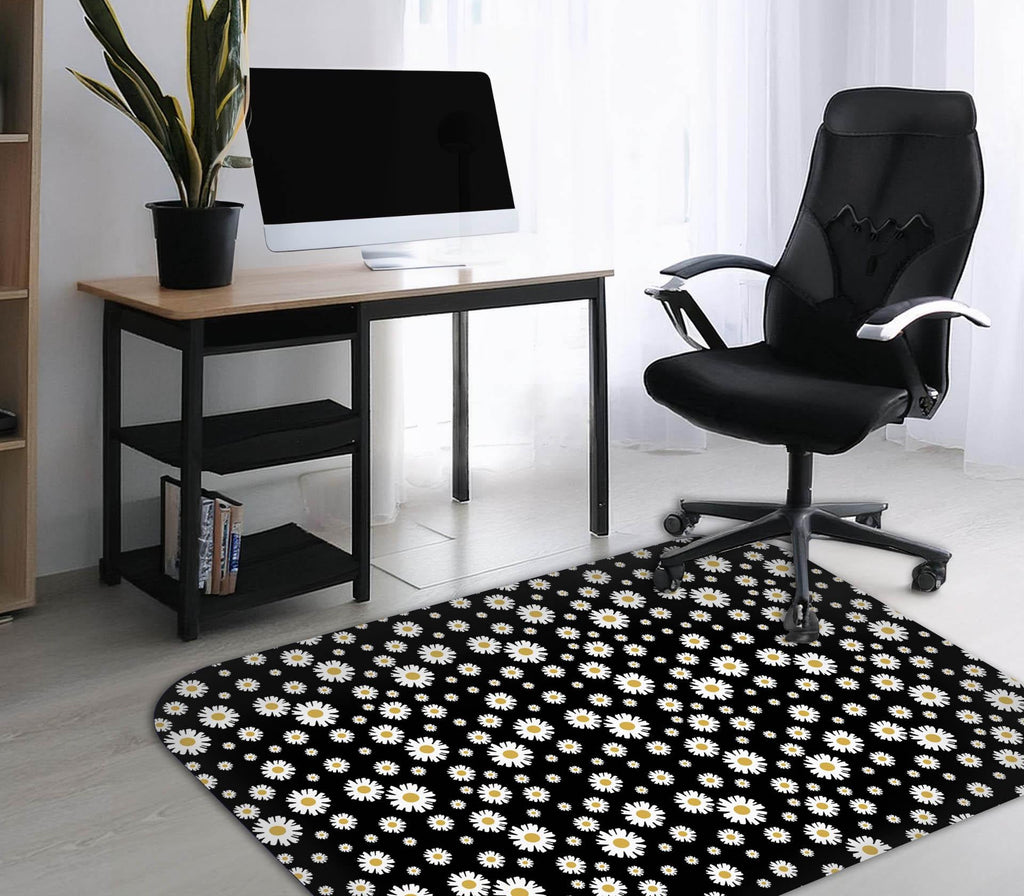 Decorative daisy print office chair mat under desk