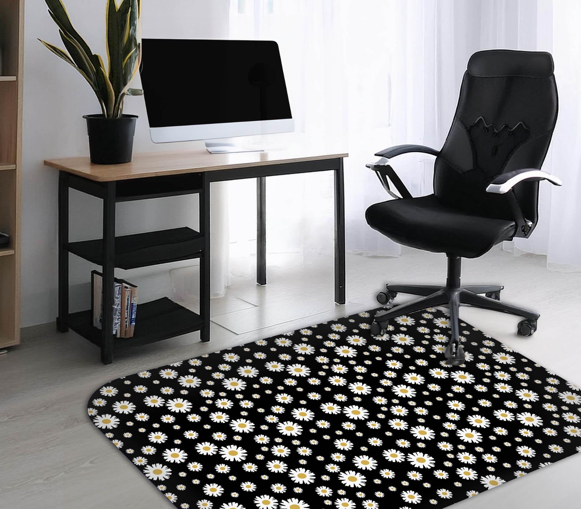 Decorative daisy print office chair mat under desk