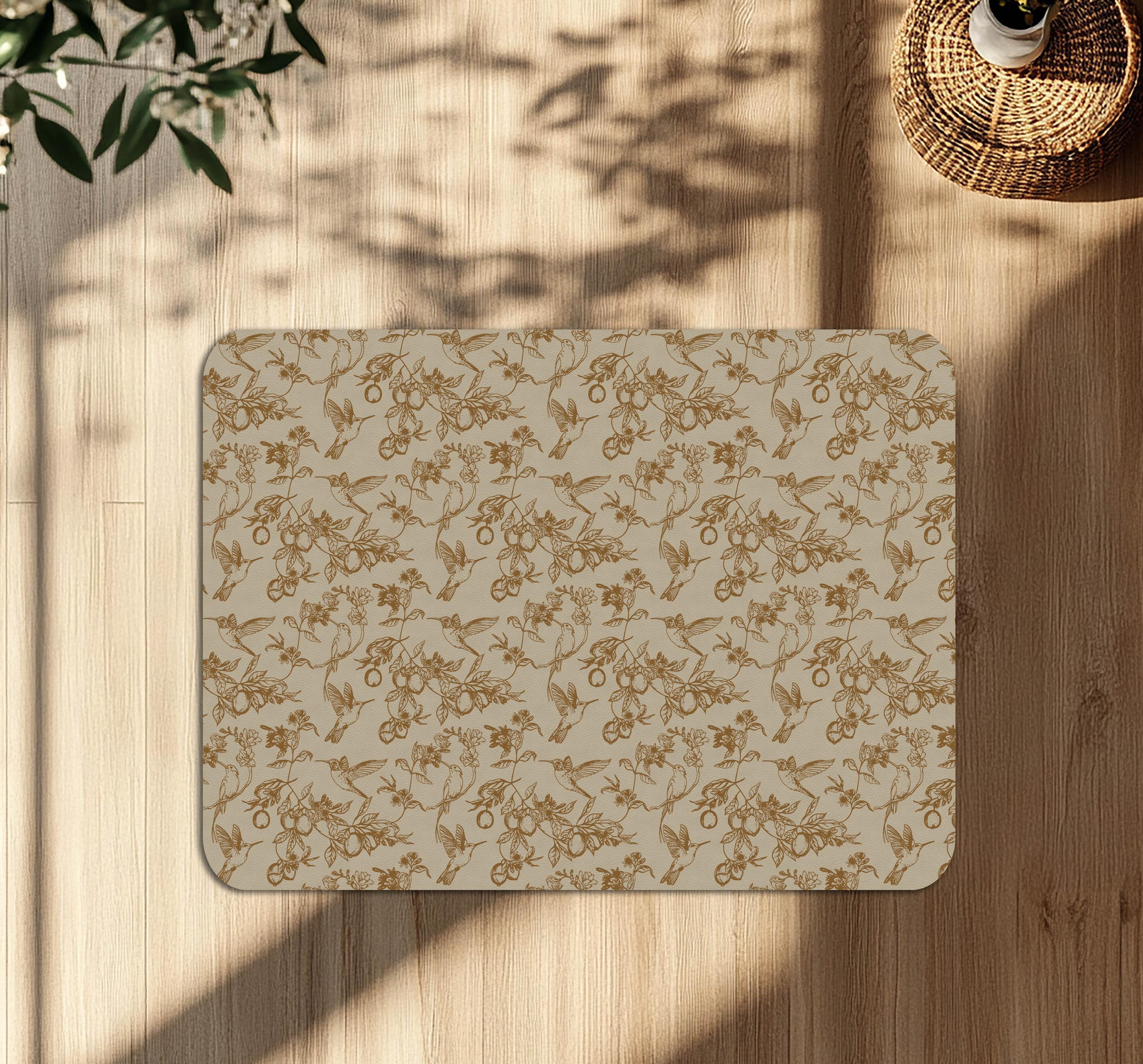 Wipeable office chair mat floor protector with birds design design