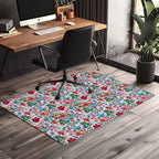 Decorative colorful wildflower office chair mat under desk