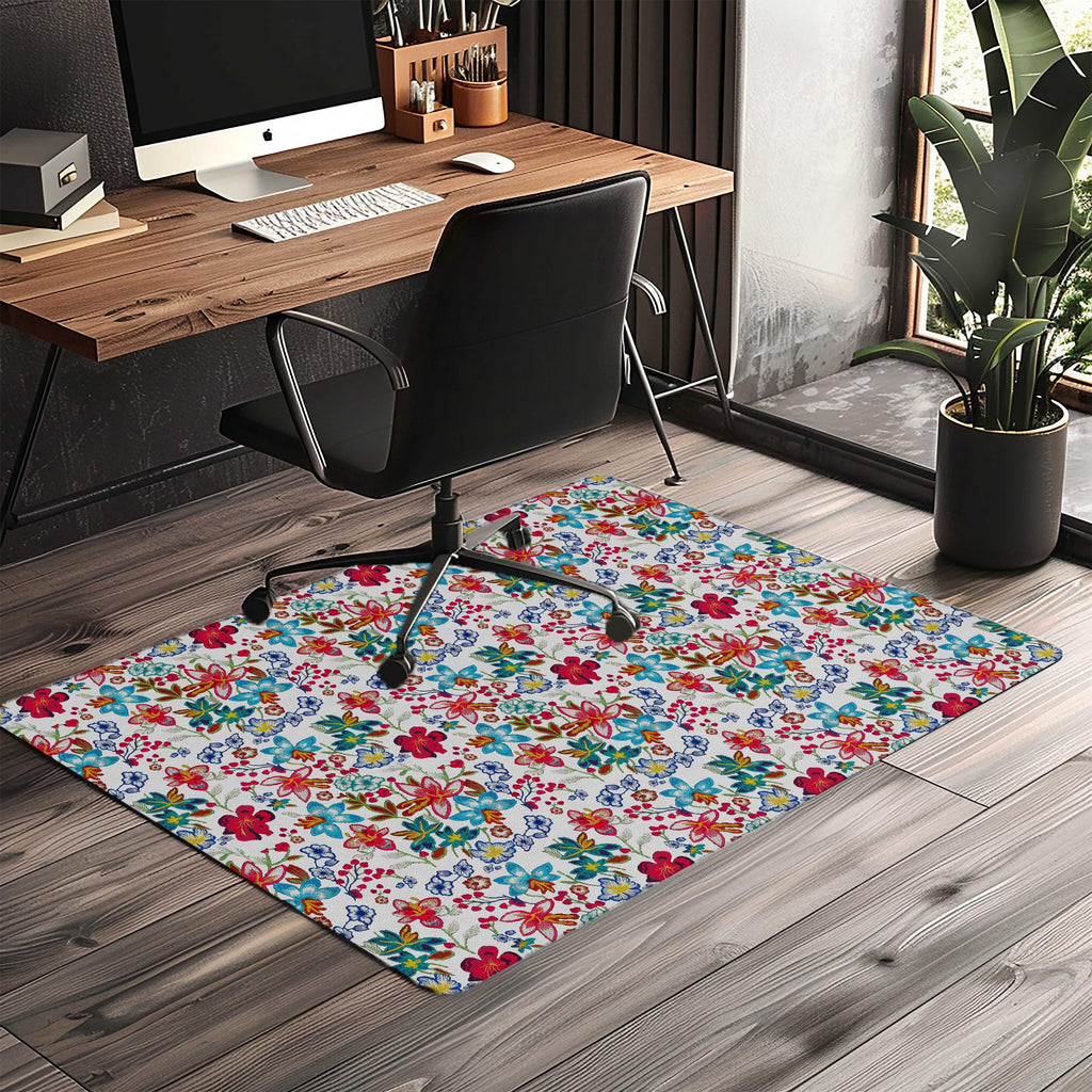 Colorful Wildflower Office Chair Mat – Floor Protector for home office floor protection