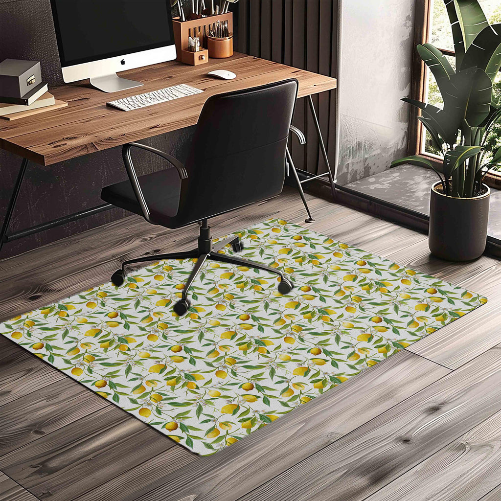 Floral Lemon Office Chair Mat – Floor Protector for home office floor protection