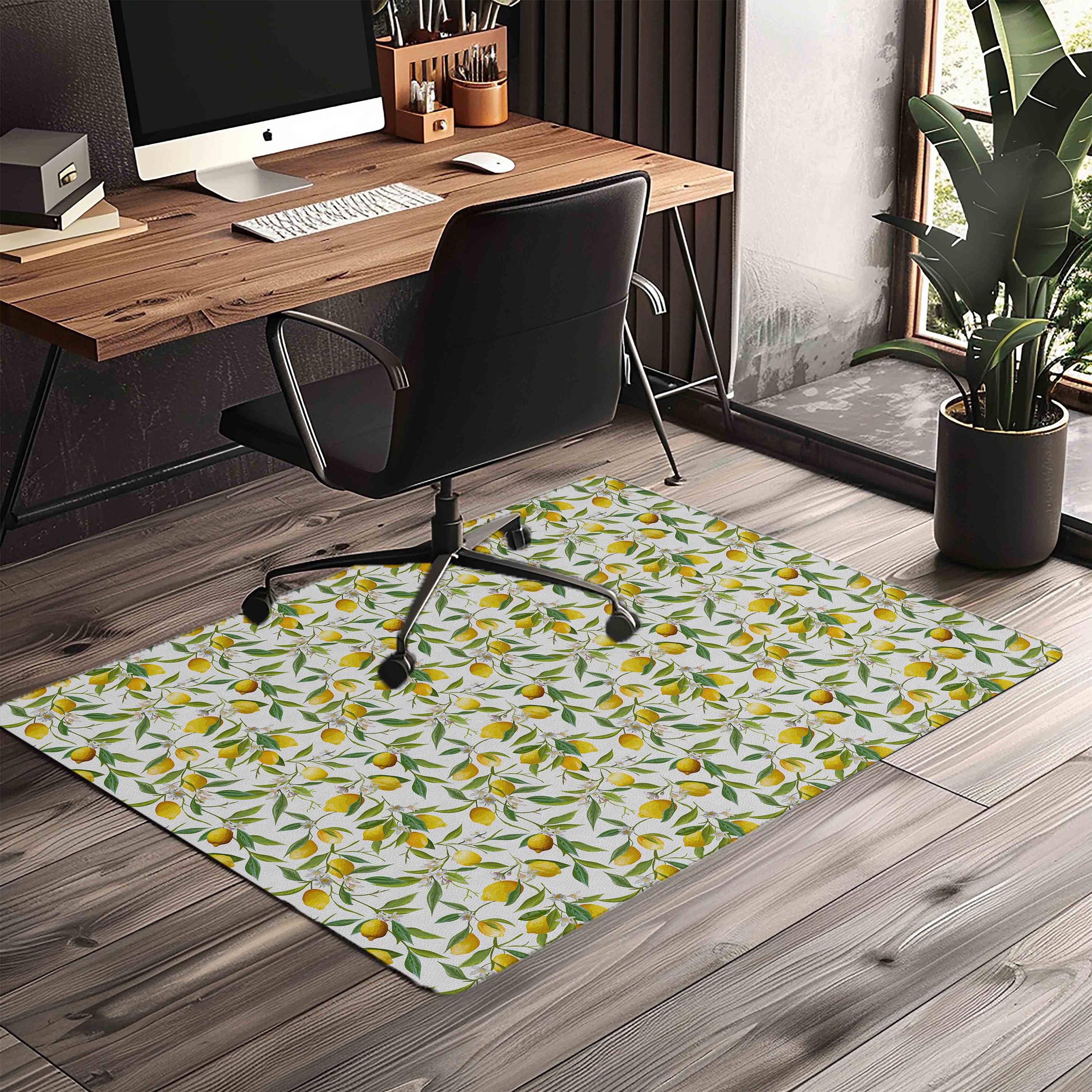 Floral Lemon Office Chair Mat – Floor Protector for home office floor protection