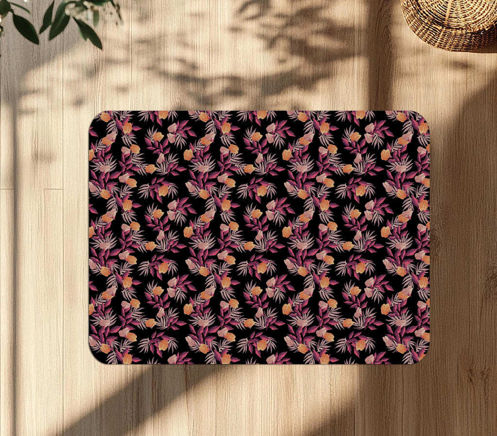 Decorative floral office chair mat under desk