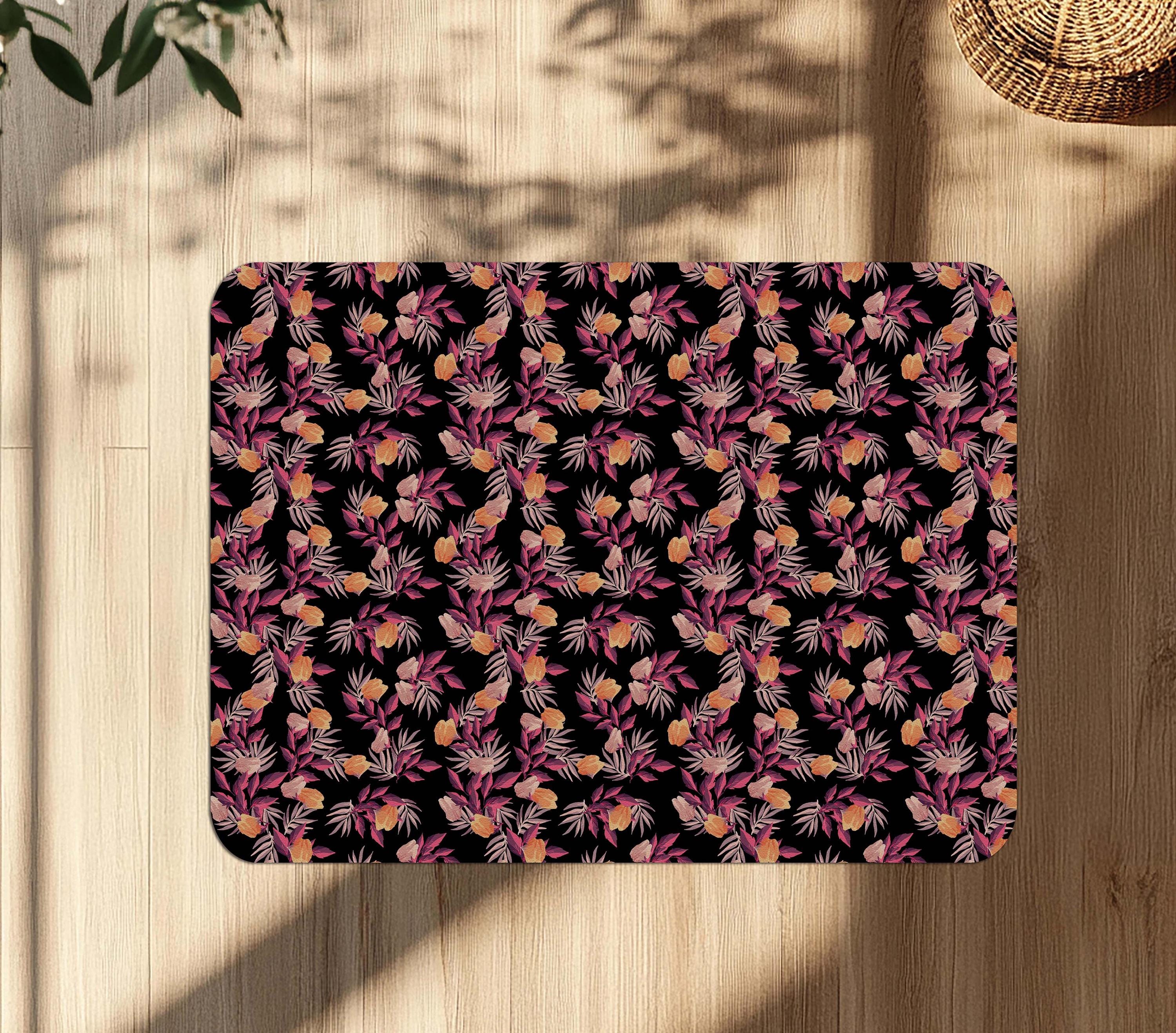 Decorative floral office chair mat under desk