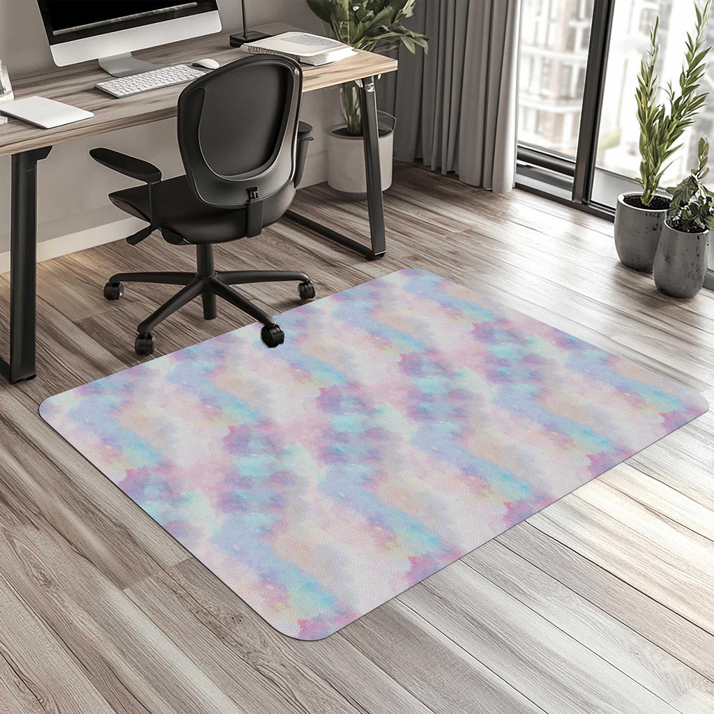 Decorative rainbow office chair mat under desk