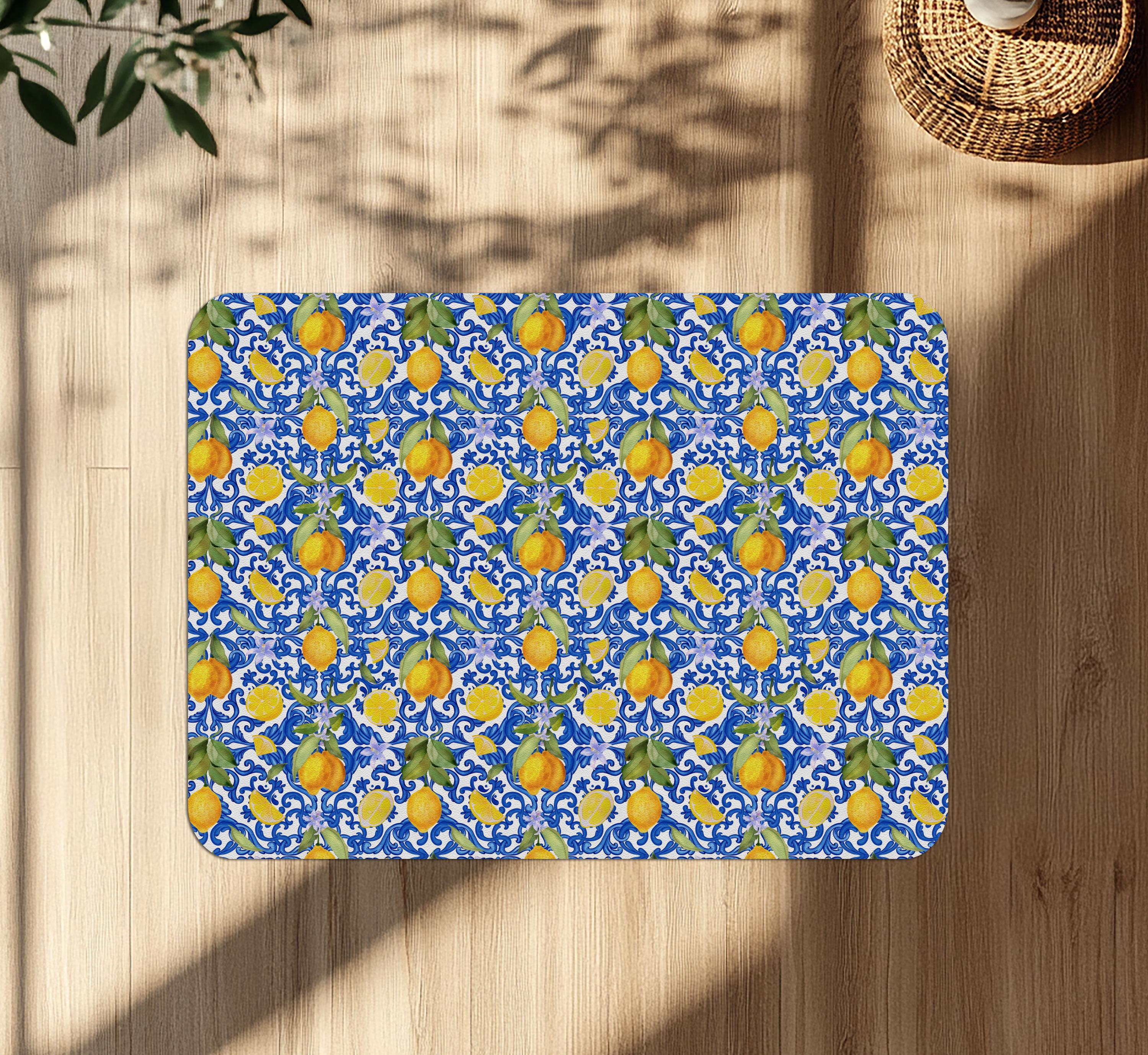 Majolica Lemon Office Chair Mat – Floor Protector for home office floor protection