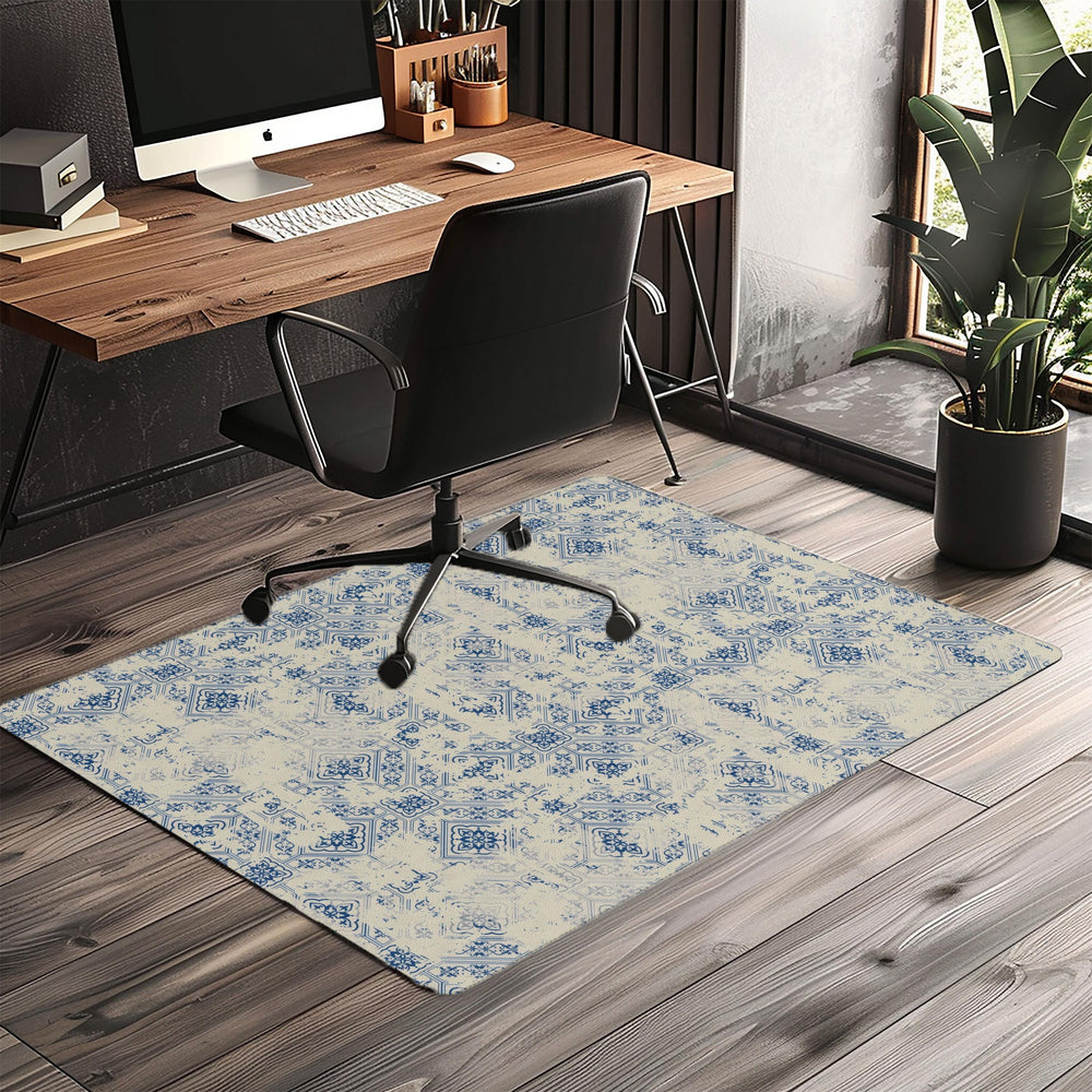 Decorative vintage patchwork office chair mat under desk