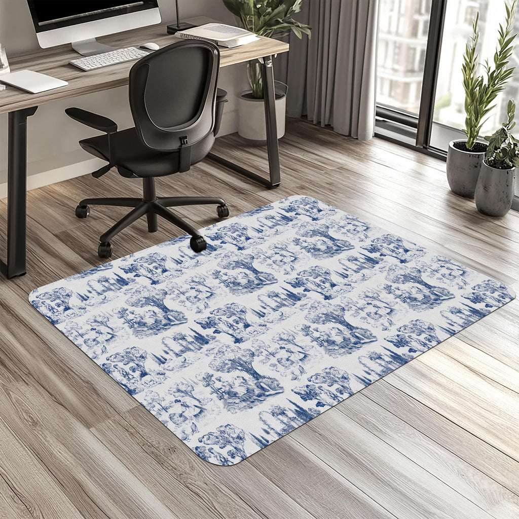 Toile de Jouy chair mat for desk and workspace decor