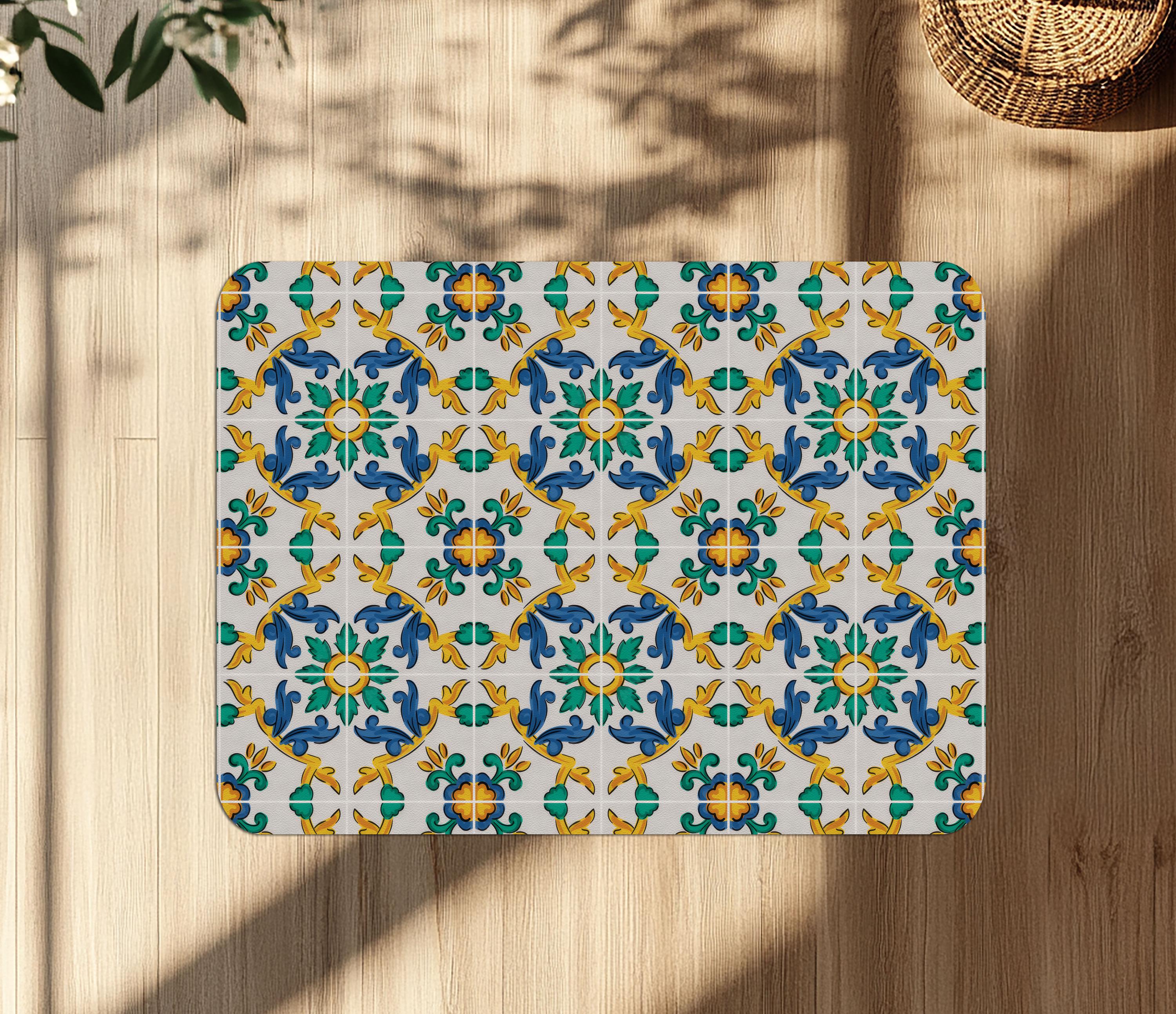 Sicilian Carretto Tile Office Chair Mat – Floor Protector for home office floor protection