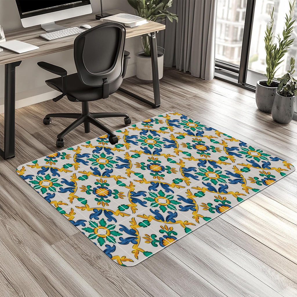 Sicilian Carretto Tile chair mat for desk and workspace decor