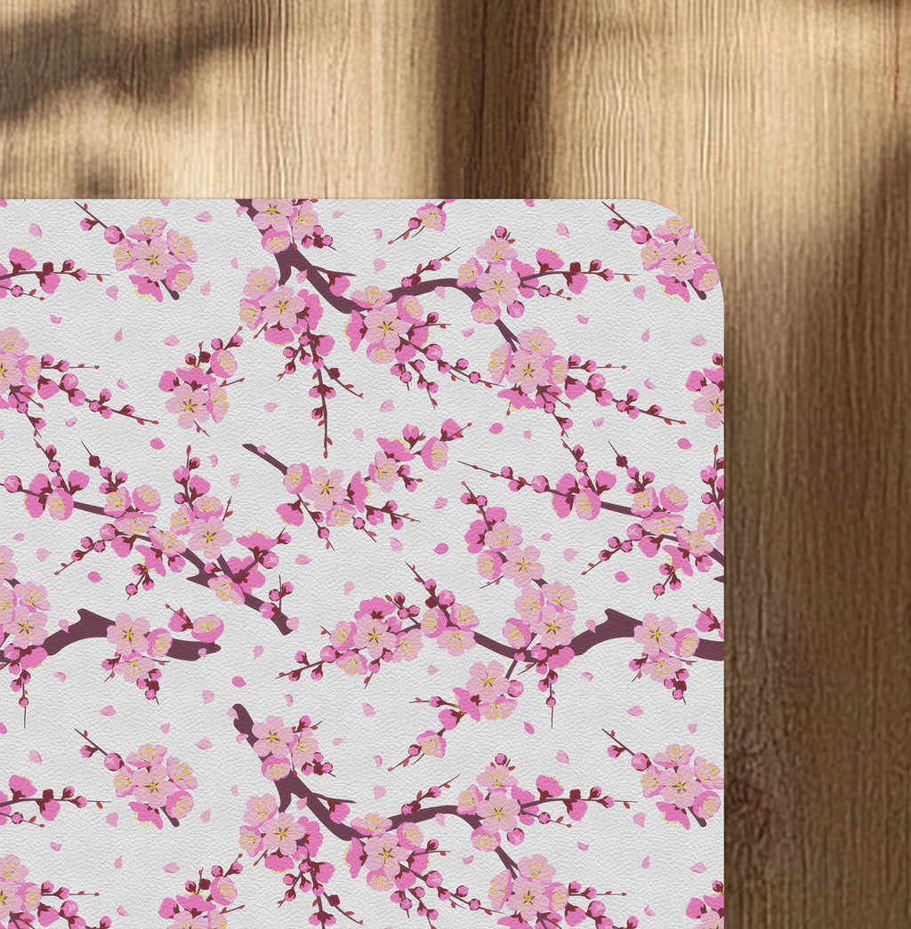 Wipeable office chair mat floor protector with sakura cherry blossom design