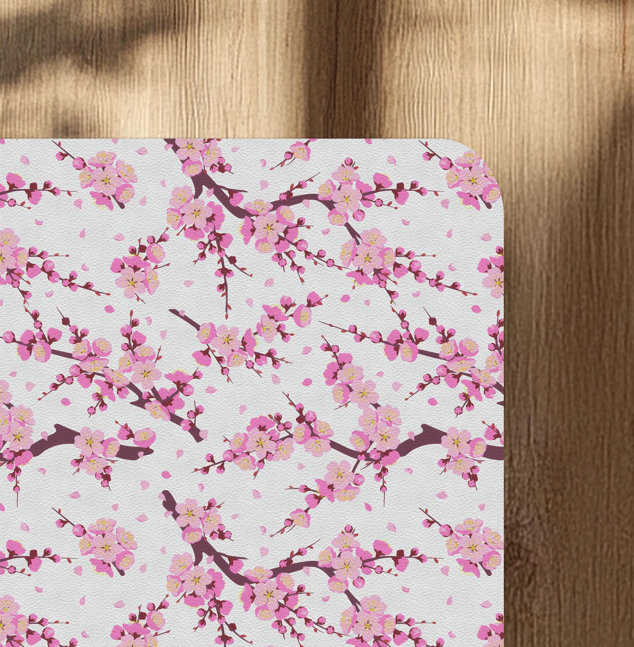 Wipeable office chair mat floor protector with sakura cherry blossom design