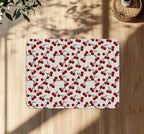 Decorative cherry print office chair mat under desk