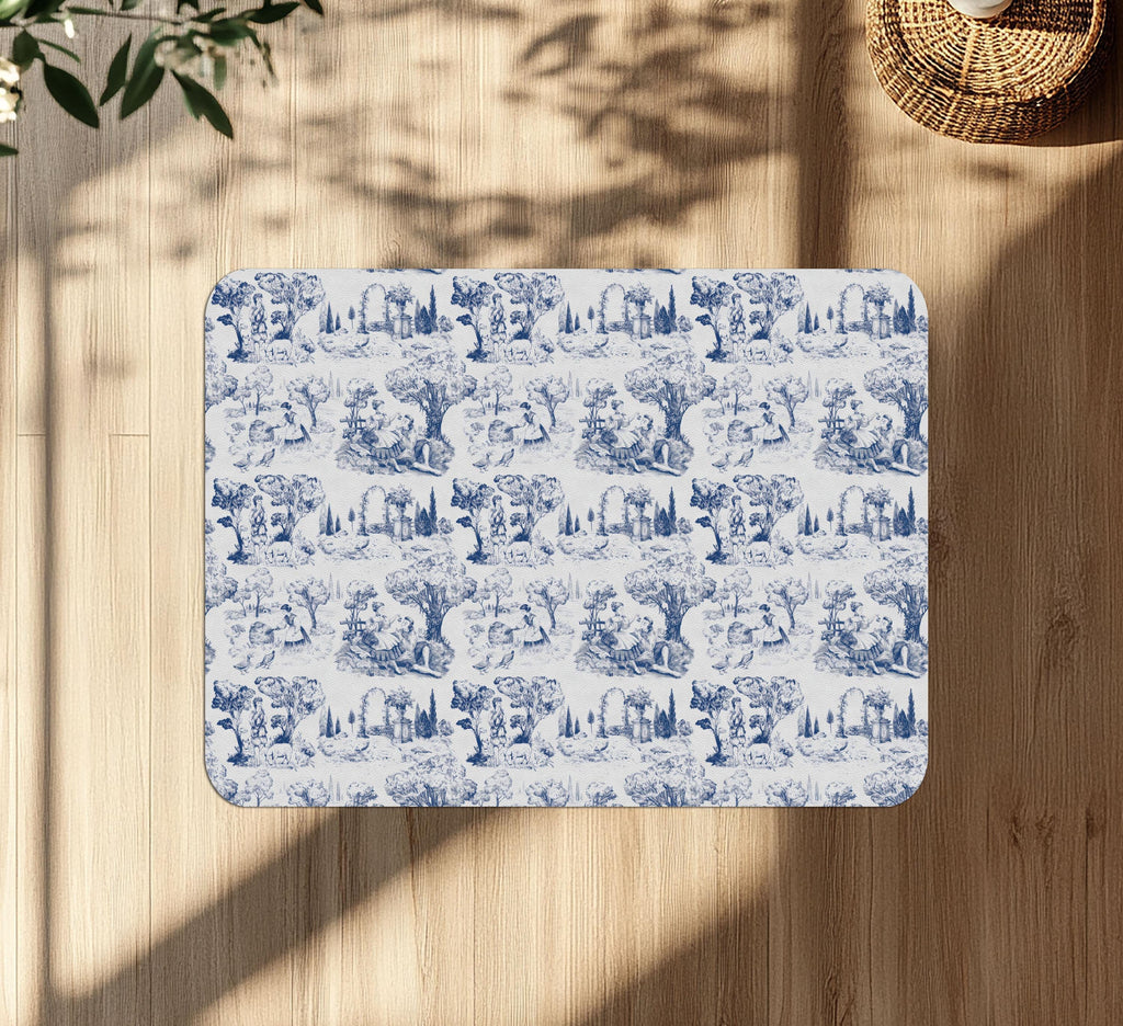 Toile de Jouy Office Chair Mat – Floor Protector for home office floor protection