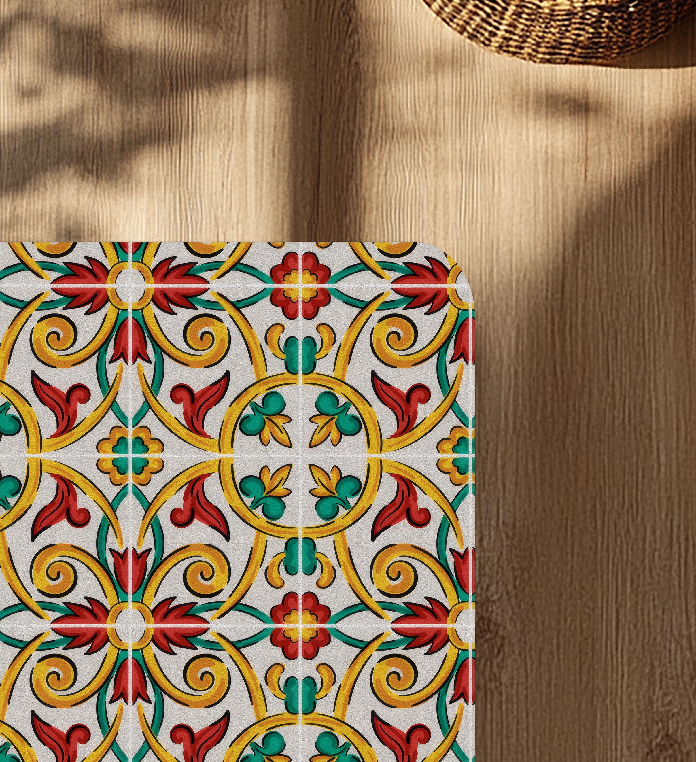 Decorative sicilian carretto office chair mat under desk