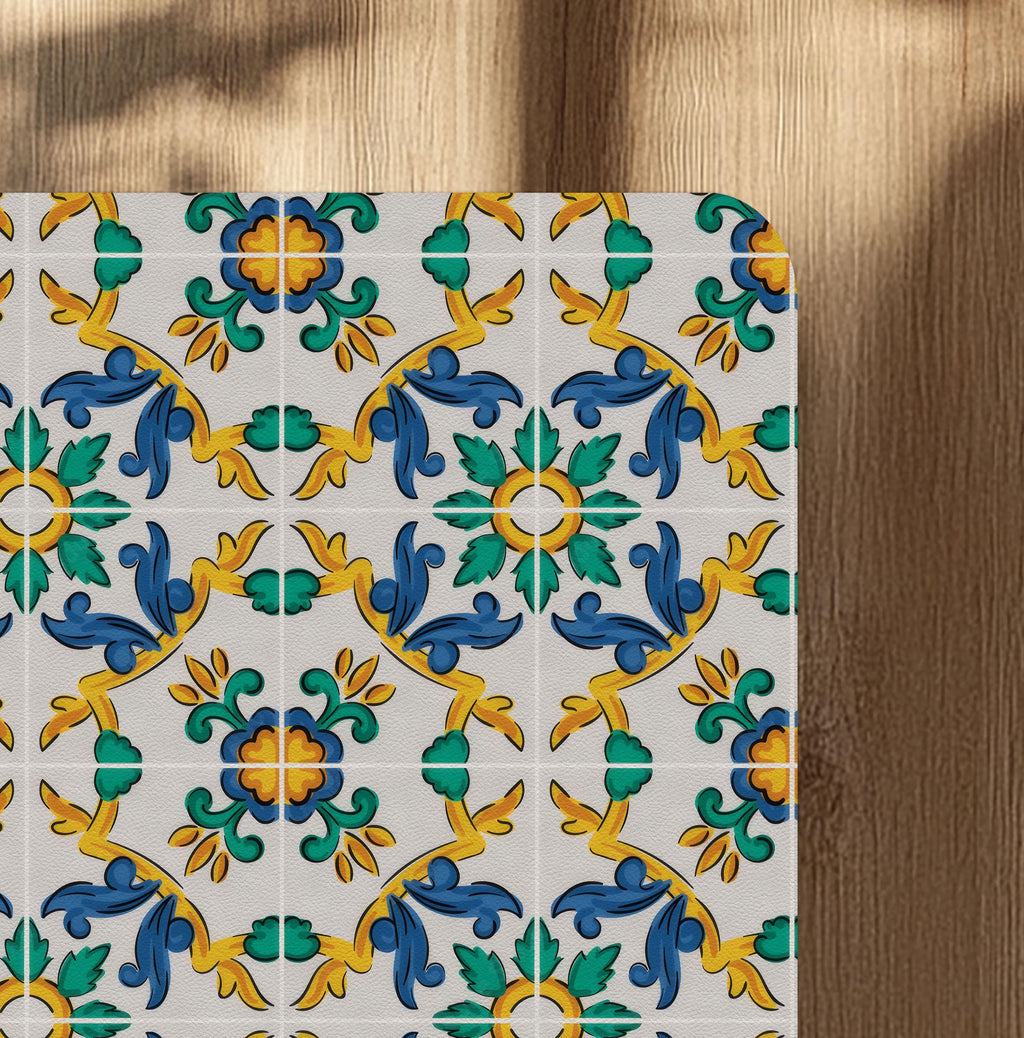 Decorative sicilian carretto tile office chair mat under desk