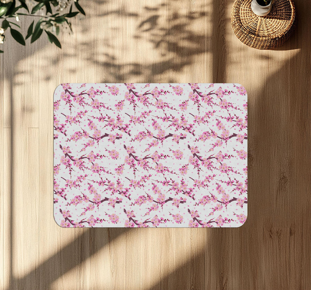 Decorative sakura cherry blossom office chair mat under desk