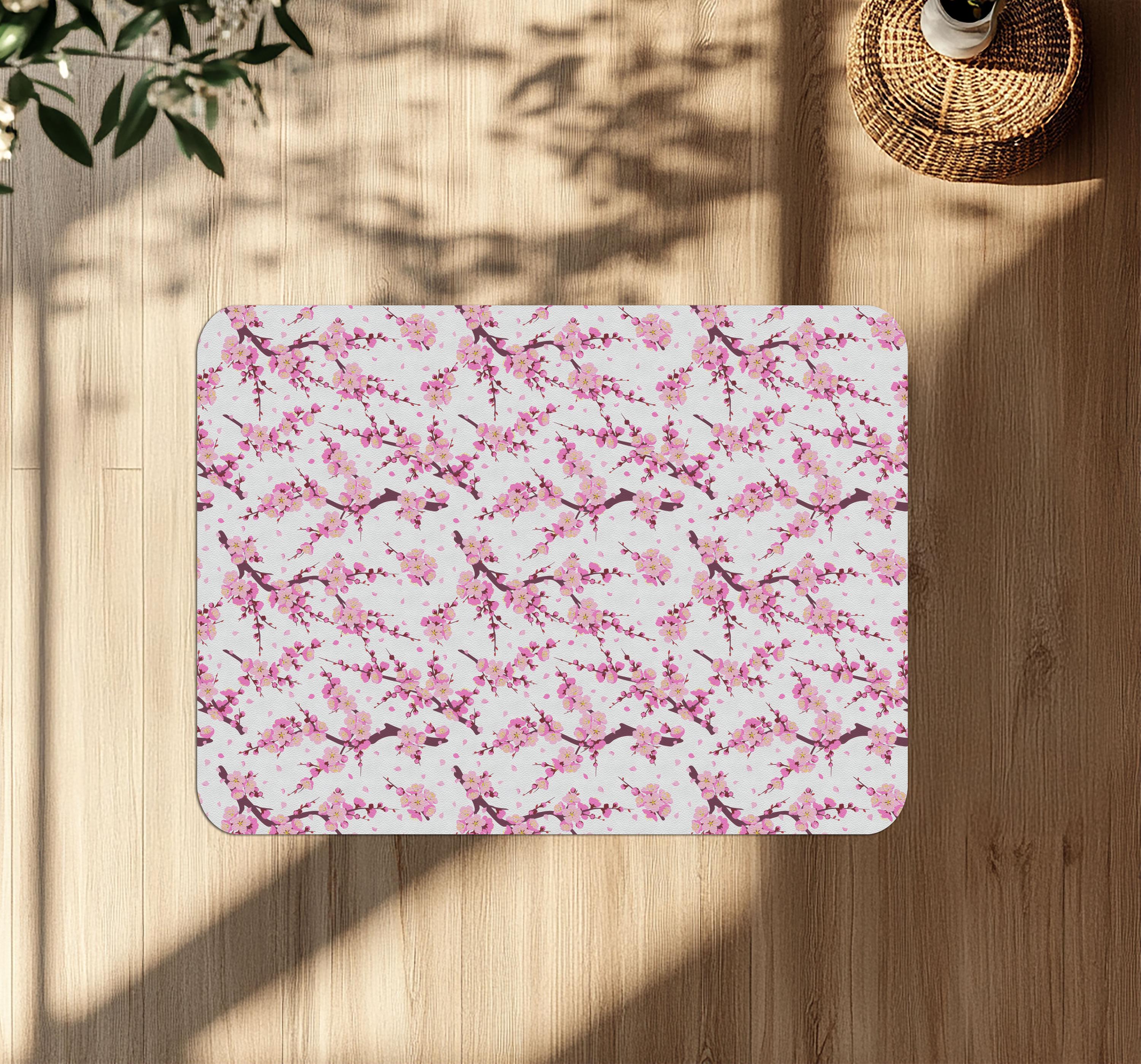 Decorative sakura cherry blossom office chair mat under desk