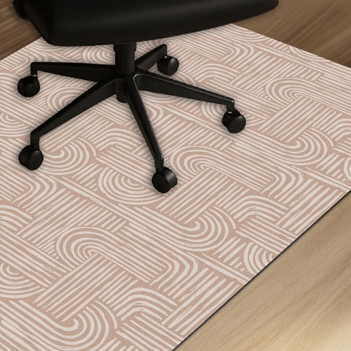 Nude Geometric Office Chair Mat – Floor Protector for home office floor protection