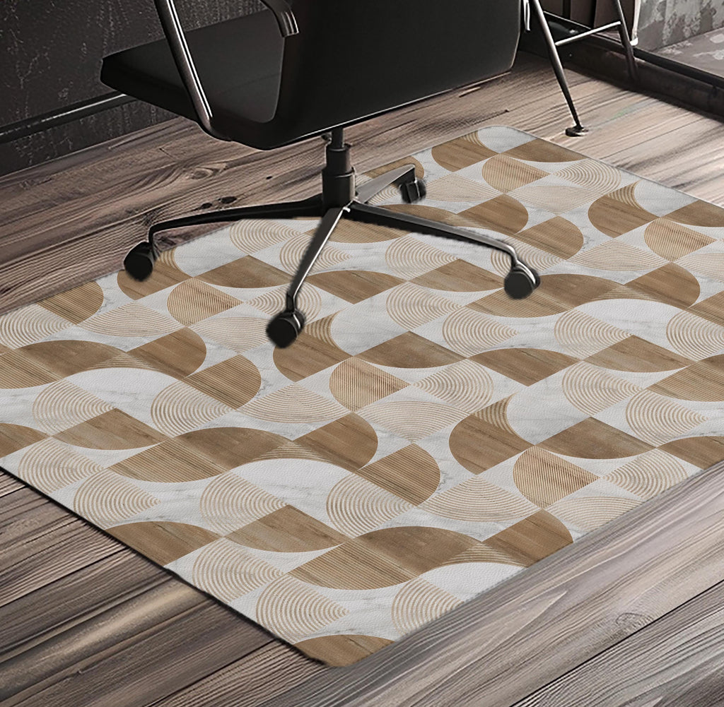 Decorative minimalist geometric office chair mat under desk