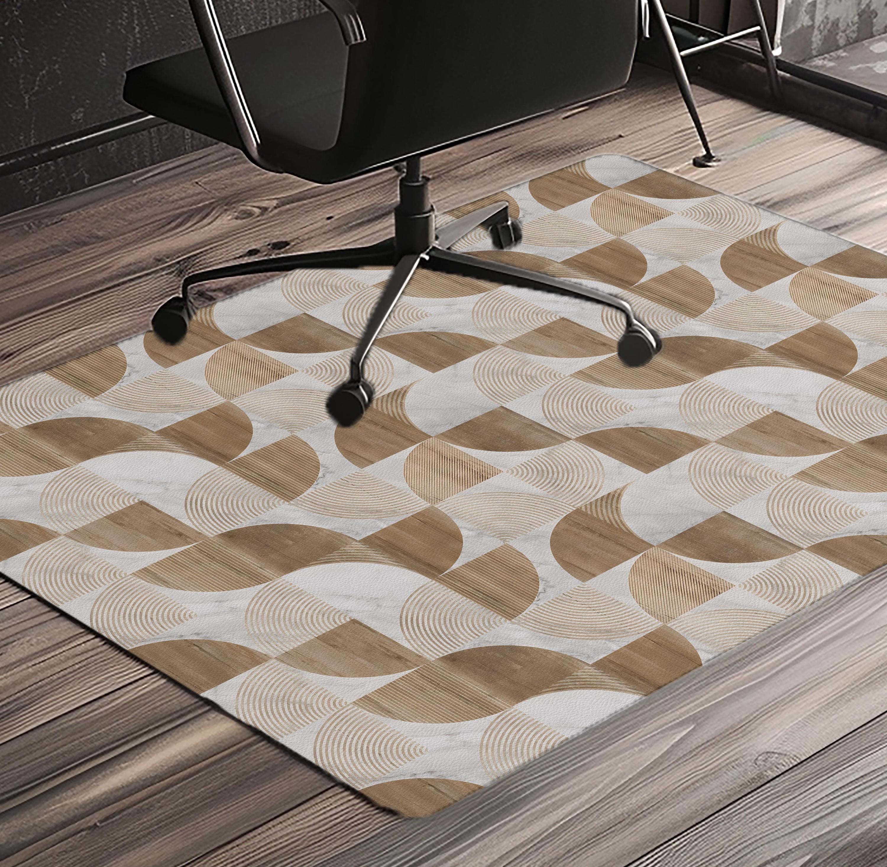 Decorative minimalist geometric office chair mat under desk