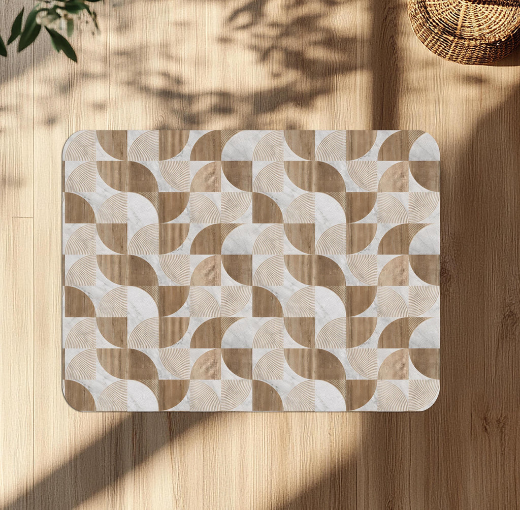 Wipeable office chair mat floor protector with minimalist geometric design