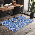 Blue Damask chair mat for desk and workspace decor