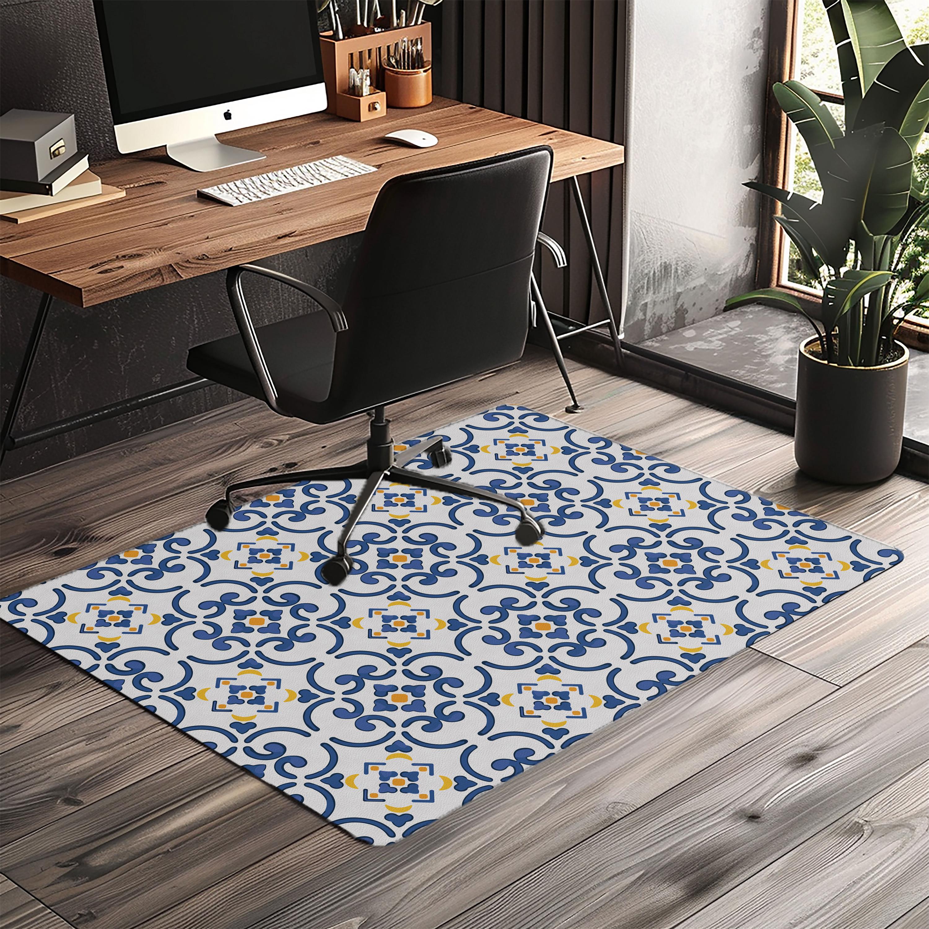 Mediterranean Tile chair mat for desk and workspace decor