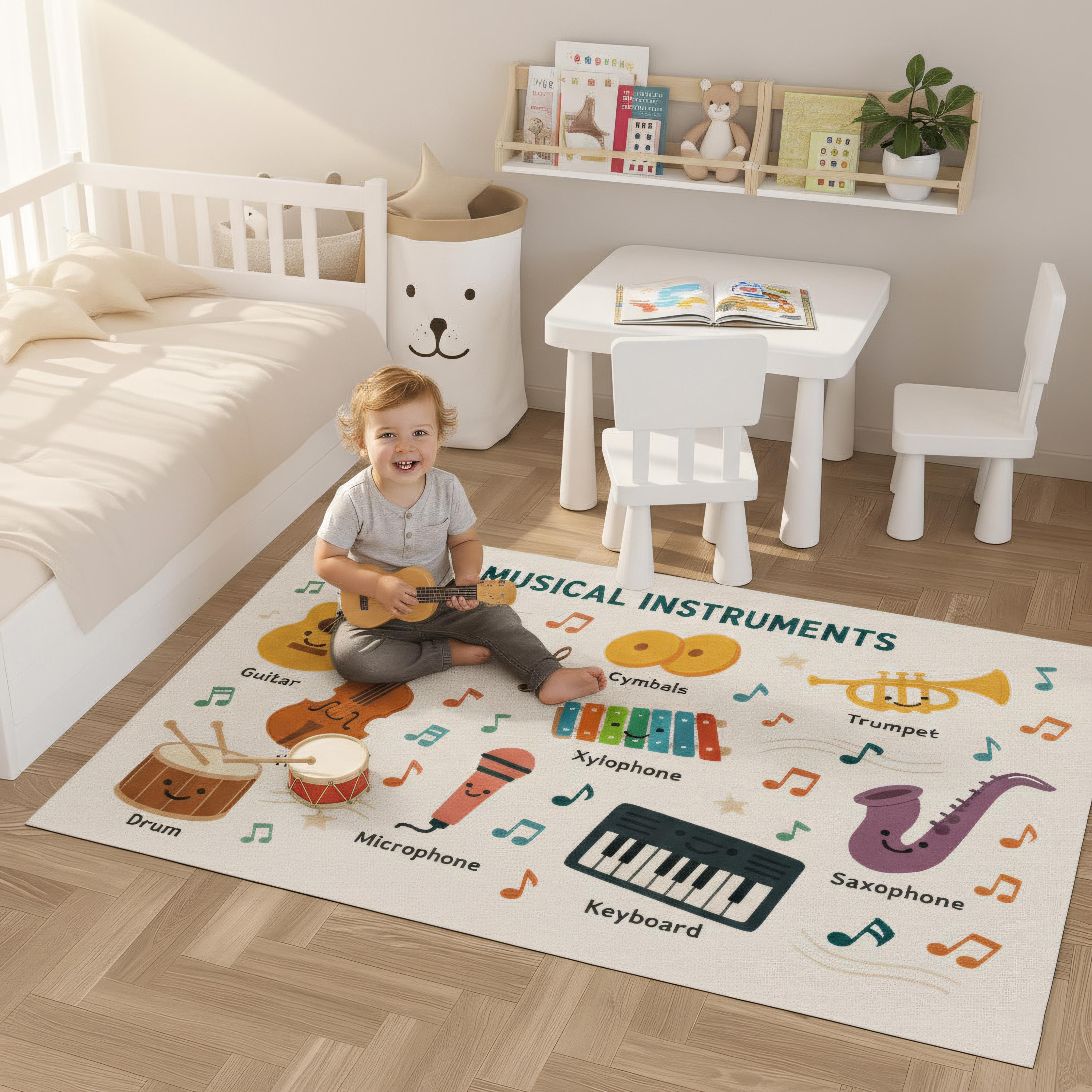 Musical Instruments Kids Play Mat – Nursery Floor Mat for nursery and kids room decor