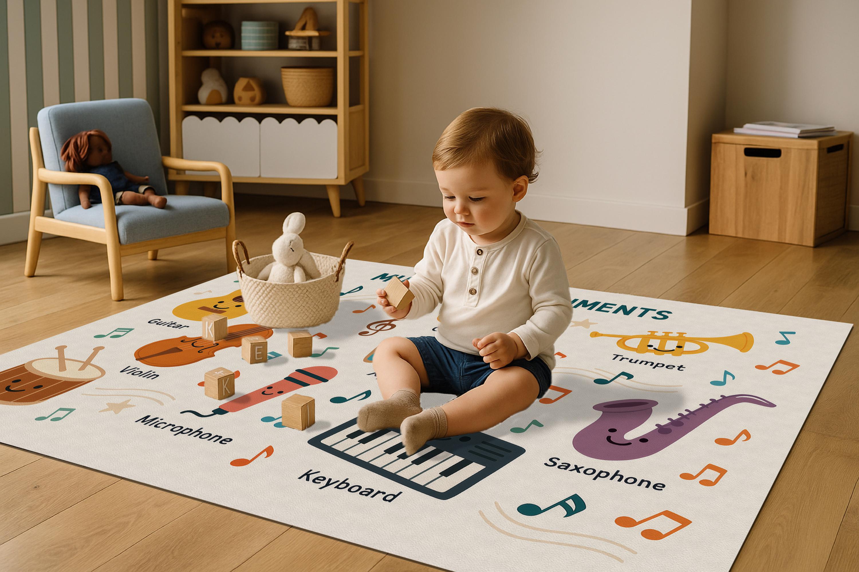 Musical Instruments baby play mat for everyday floor play