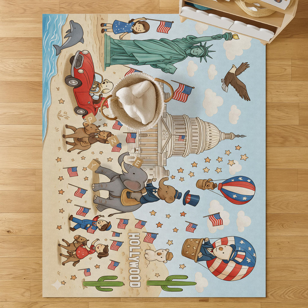 Adventure USA Kids Play Mat – Nursery Floor Mat for nursery and kids room decor