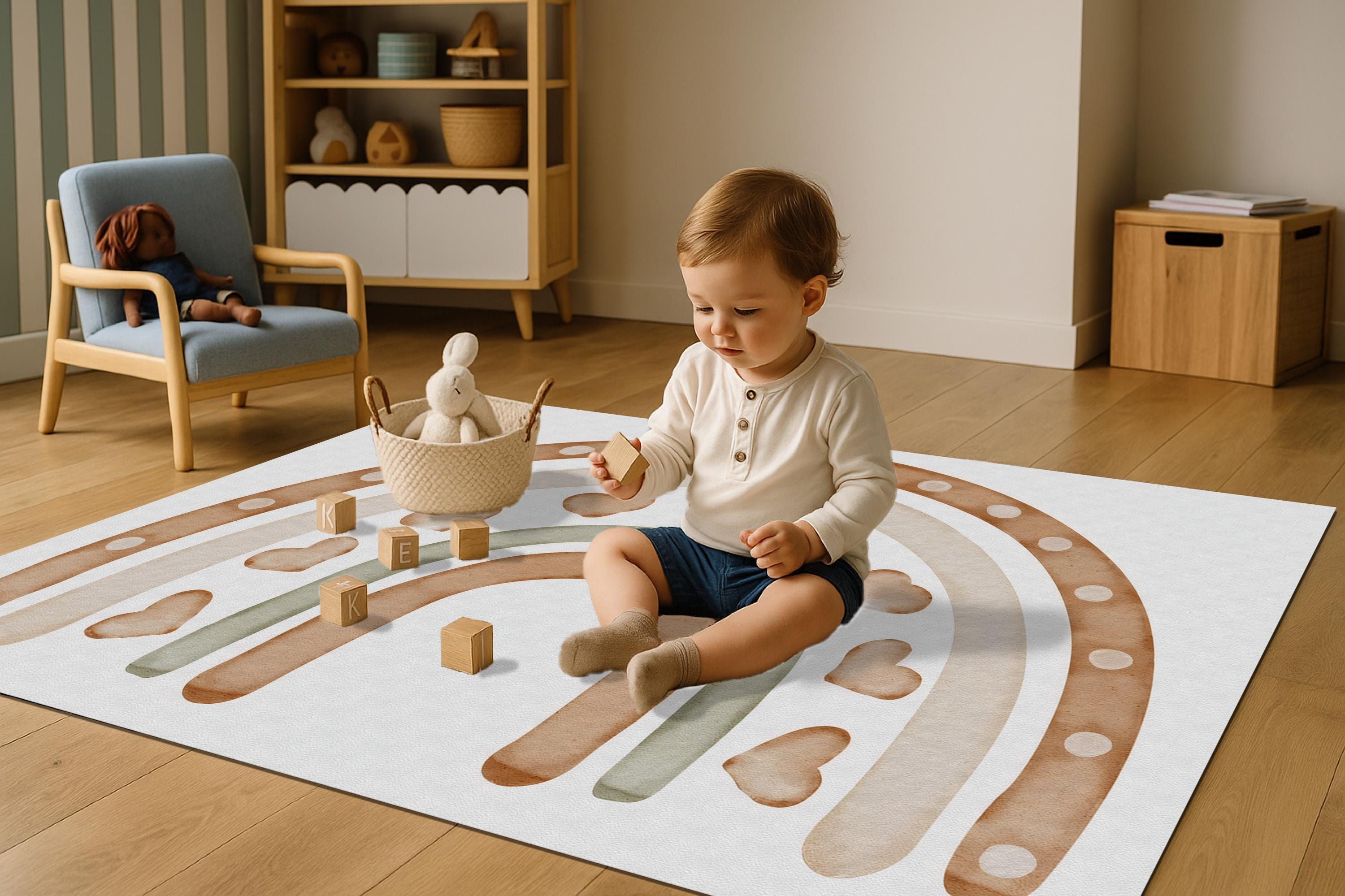 Boho Rainbow baby play mat for everyday floor play