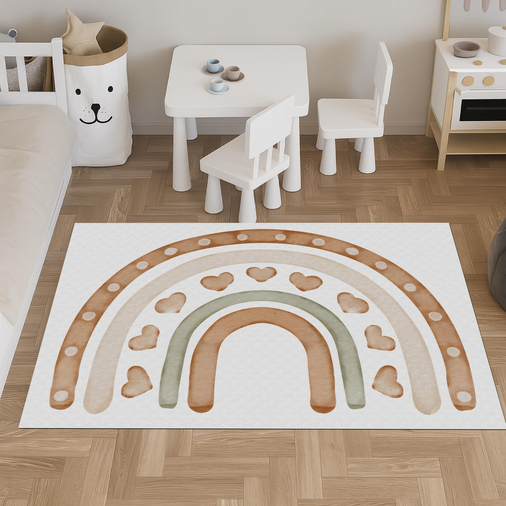 Decorative boho rainbow kids play mat for playroom floor