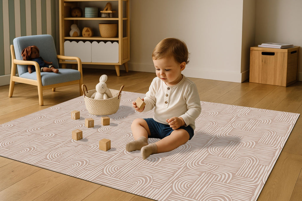 Decorative boho geometric kids play mat for playroom floor