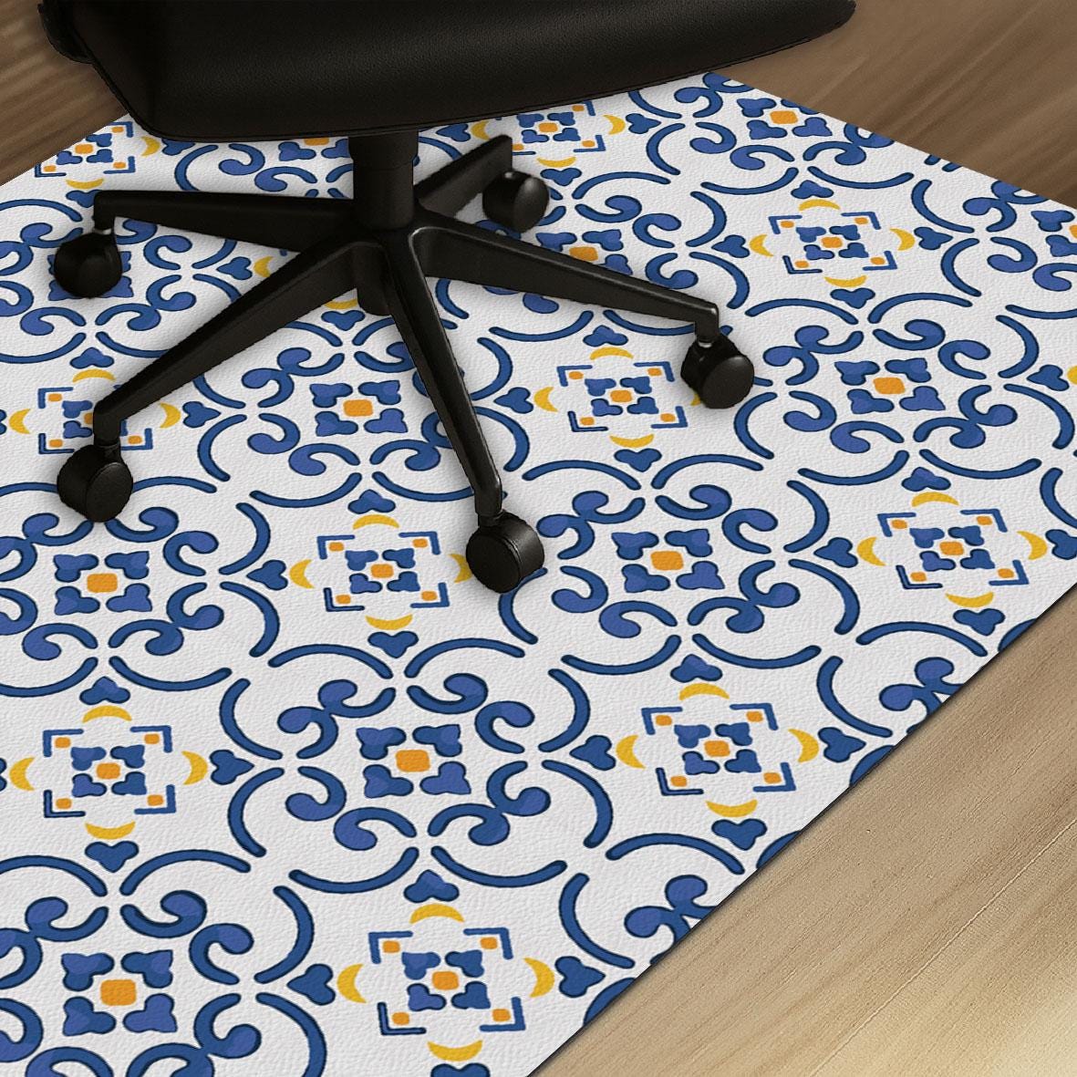 Mediterranean Tile Office Chair Mat – Floor Protector for home office floor protection