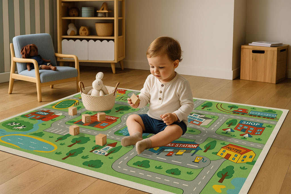 Kids Road Map baby play mat for everyday floor play