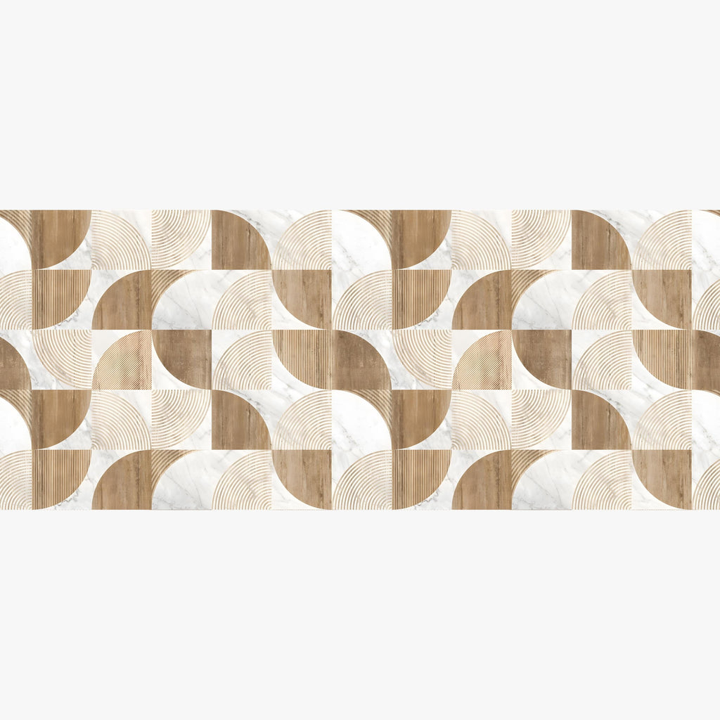 Wipeable office chair mat floor protector with wood & marble scandi design